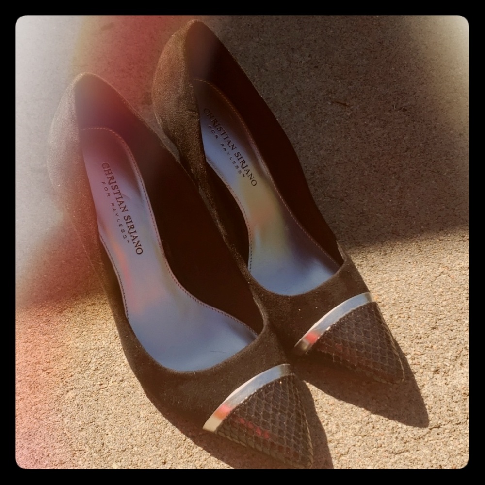 Black and silver heels